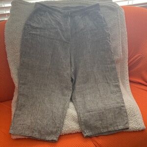 Chico's Linen Striped Pants Tan and White 12